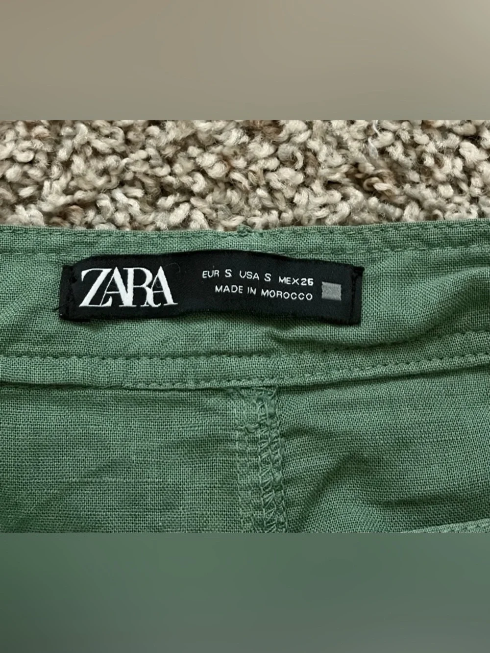 Zara Green High-Waist Linen Blend Skirt - Picture 4 of 5